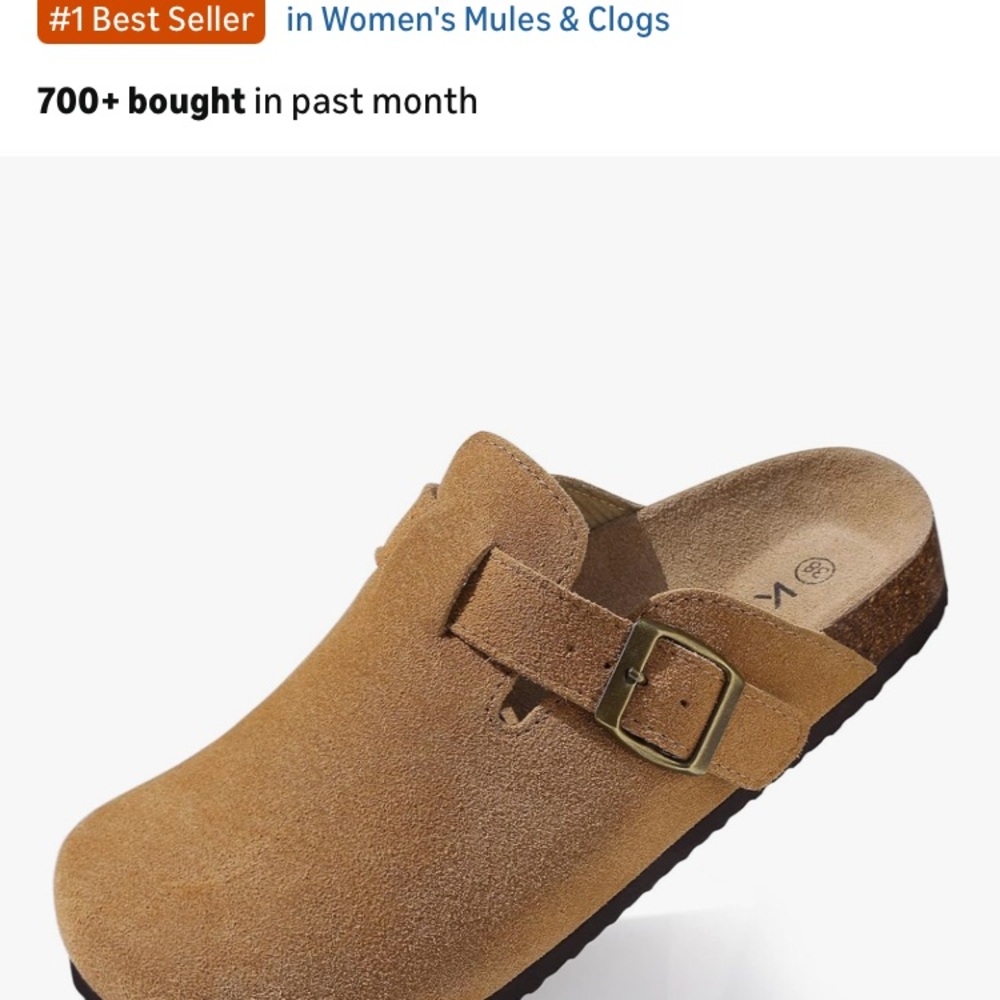 Women's Tan Suede Mules - Picture 2 of 10